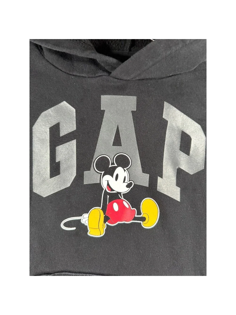 GAP x Disney Mickey Mouse Kids Hoodie Black Fleece Pullover Size S 6-7